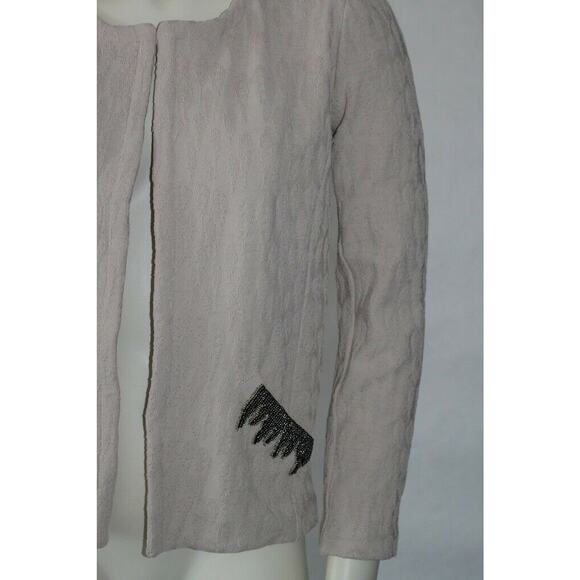 MAISON OLGA Ivory Cream Knit Beaded Light Jacket Size 00 XS - Picture 10 of 12